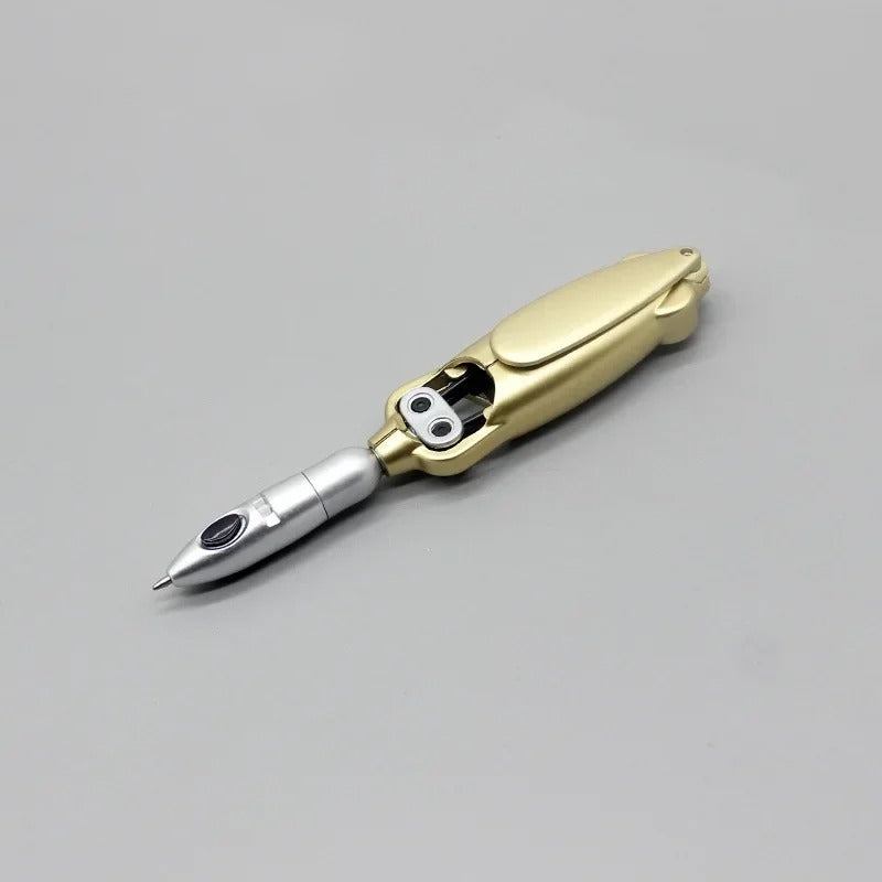 Transforming Folding Ballpoint Pen 0.5mm - Unique Squid Design Black Gel Pen for Students & Office