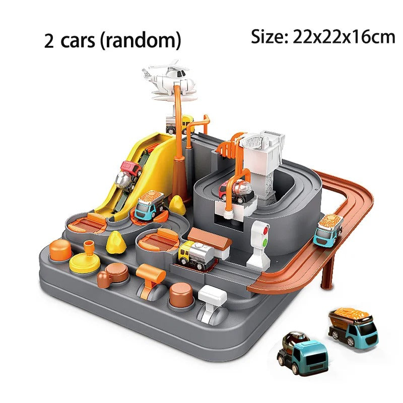 Space Panda Car Toys - Children Train Track Adventure Racing Set with 2 or 4 Cars for Kids