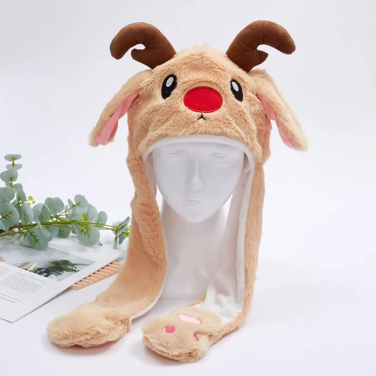 Bunny Hat With Press Paw-to-Move Ears