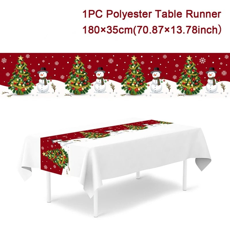 Merry Christmas Table Runner – Festive Holiday Table Decoration for Dining, Parties & Xmas Gatherings