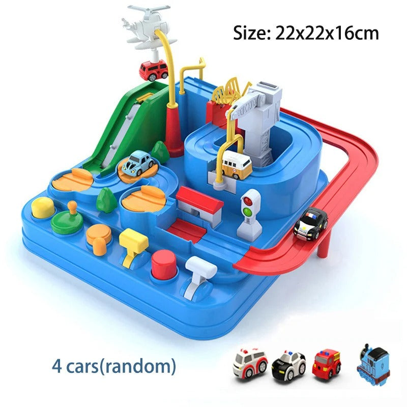 Space Panda Car Toys - Children Train Track Adventure Racing Set with 2 or 4 Cars for Kids