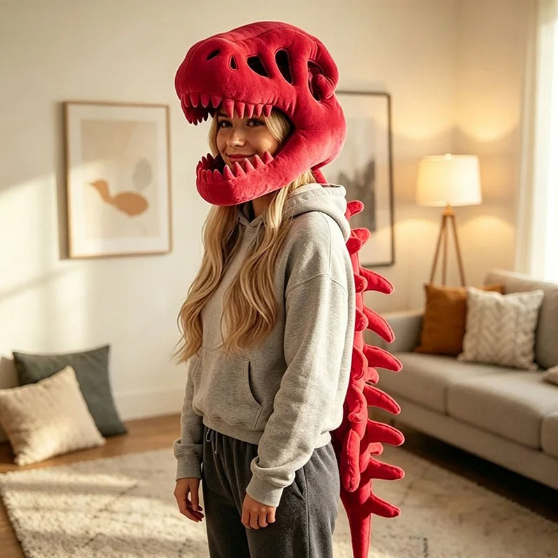 Dinosaur Skeleton Plush Headgear – Halloween Costume Accessory