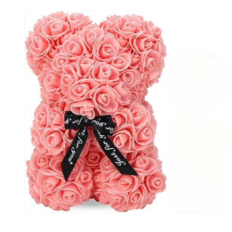 Valentine Gift Rose Bear – Artificial Flower Teddy Bear Decoration