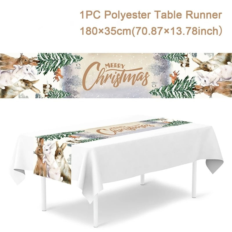 Merry Christmas Table Runner – Festive Holiday Table Decoration for Dining, Parties & Xmas Gatherings