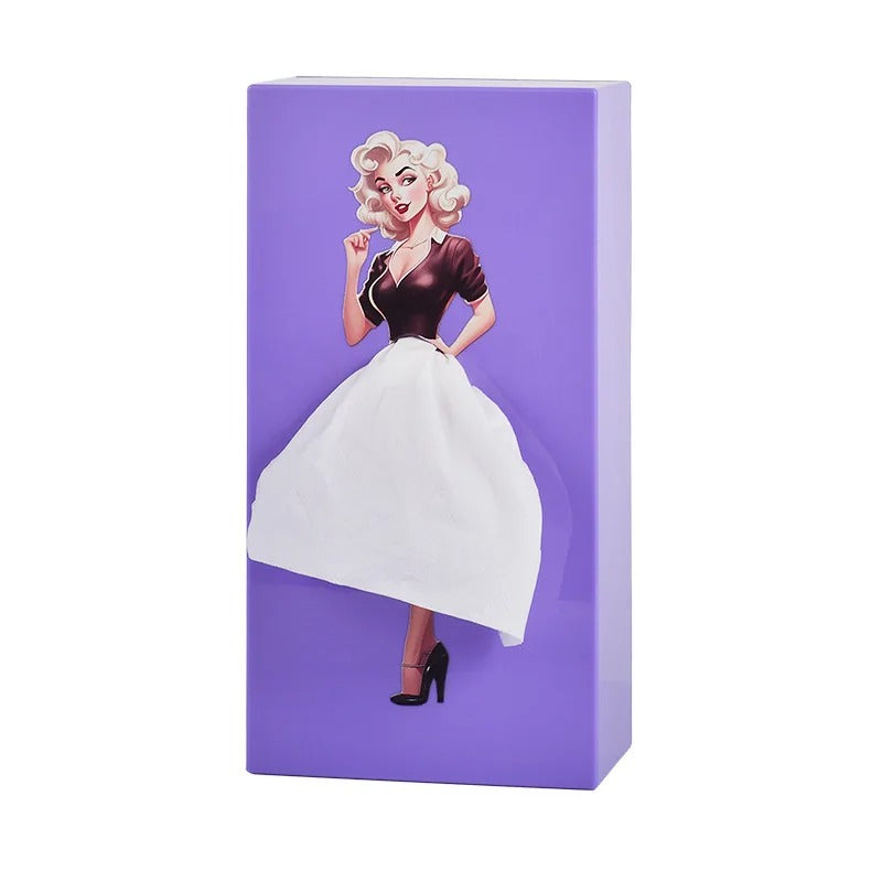 Puffy Skirt Girl Face Tissue Box – Cute Decorative Tissue Holder