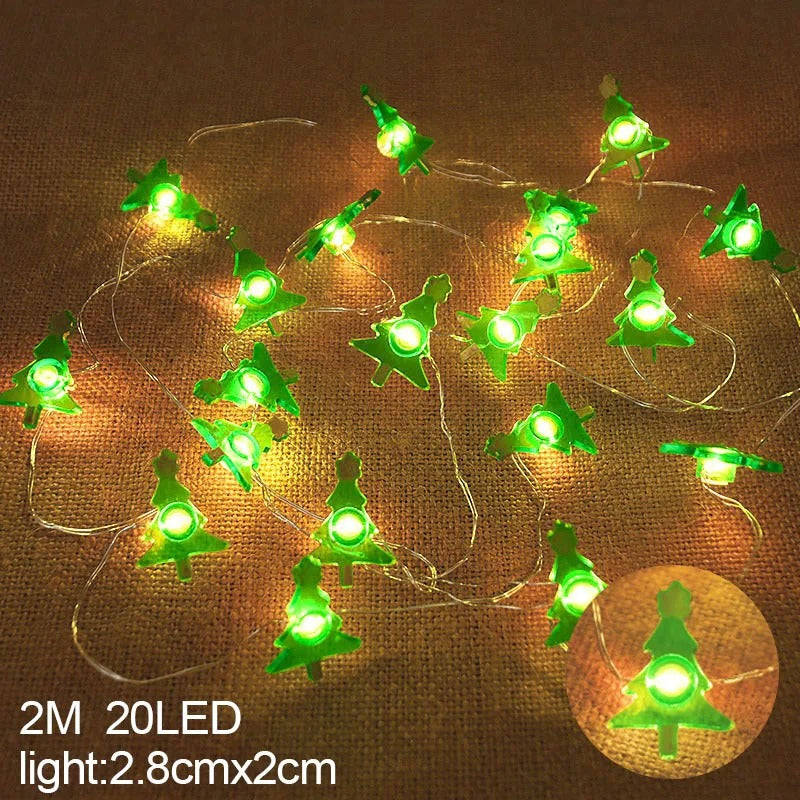 2M Santa Claus & Snowflake LED String Lights – 20 LED Festive Indoor Christmas Fairy Lights