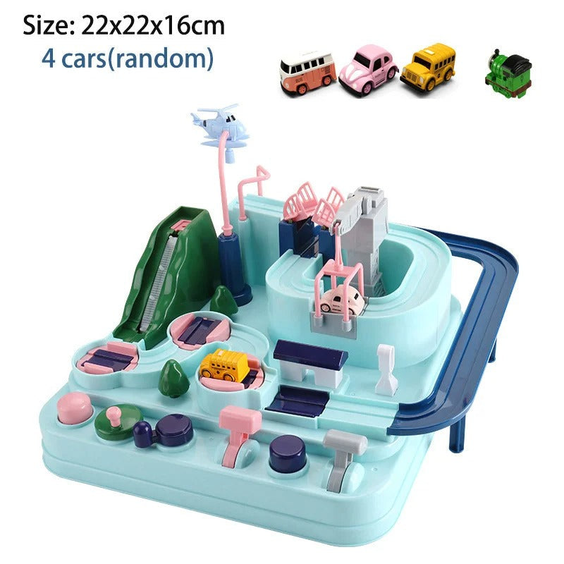 Space Panda Car Toys - Children Train Track Adventure Racing Set with 2 or 4 Cars for Kids