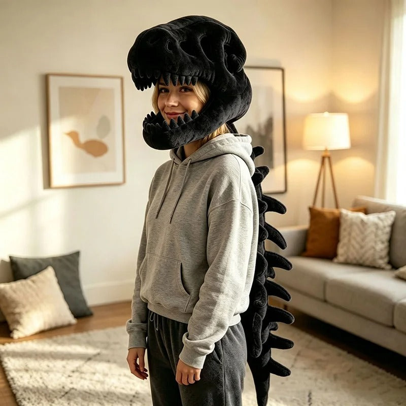 Dinosaur Skeleton Plush Headgear – Halloween Costume Accessory