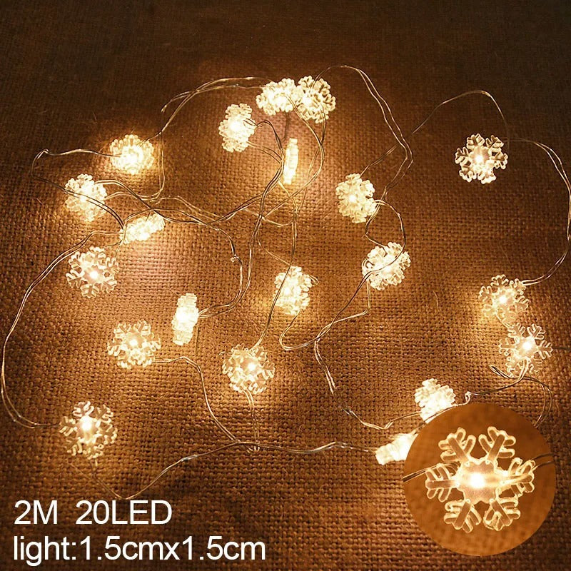 2M Santa Claus & Snowflake LED String Lights – 20 LED Festive Indoor Christmas Fairy Lights