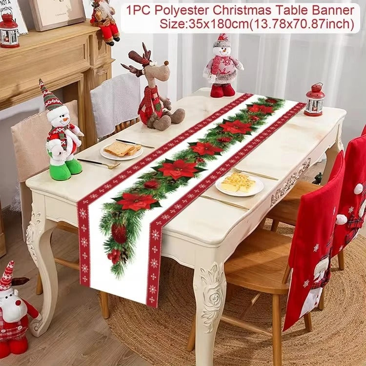 Merry Christmas Table Runner – Festive Holiday Table Decoration for Dining & Party