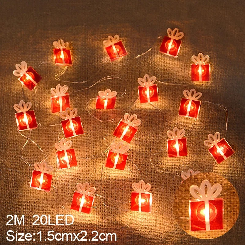 2M Santa Claus & Snowflake LED String Lights – 20 LED Festive Indoor Christmas Fairy Lights
