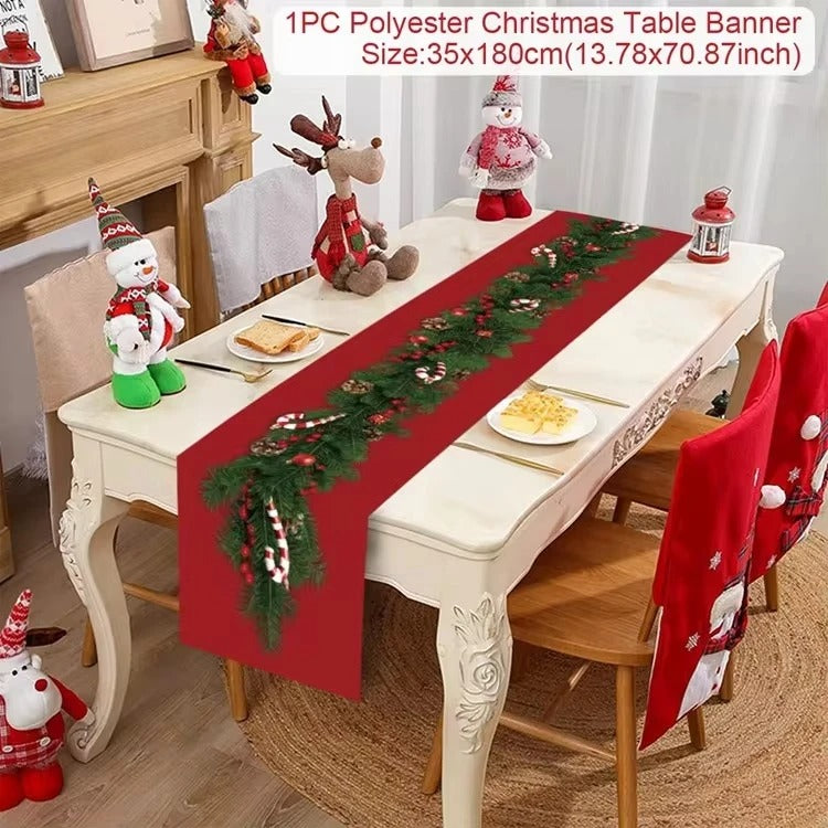 Merry Christmas Table Runner – Festive Holiday Table Decoration for Dining & Party