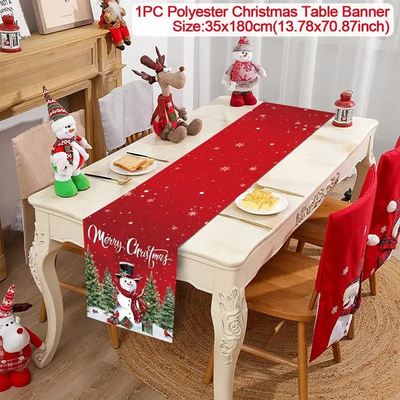 Merry Christmas Table Runner – Festive Holiday Table Decoration for Dining, Parties & Xmas Gatherings
