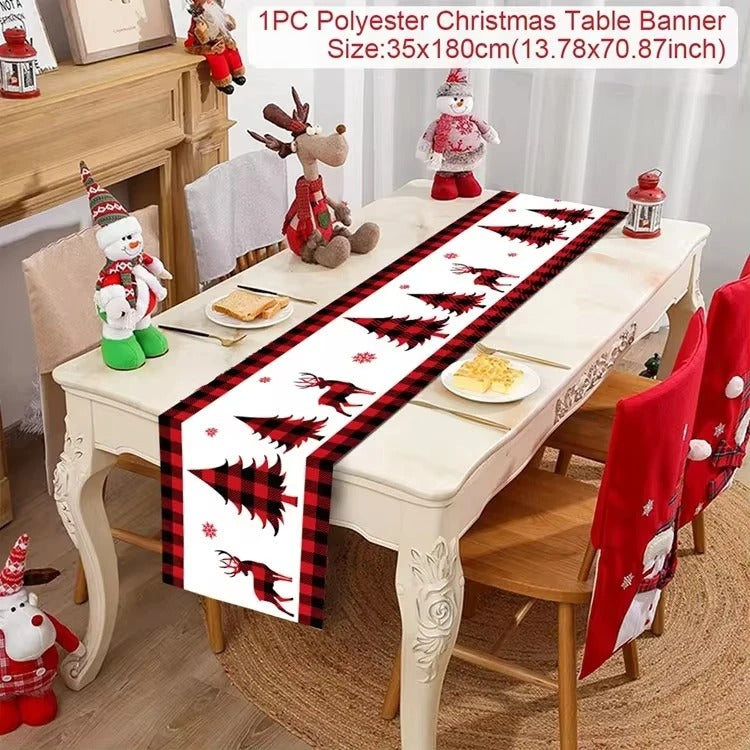 Merry Christmas Table Runner – Festive Holiday Table Decoration for Dining & Party