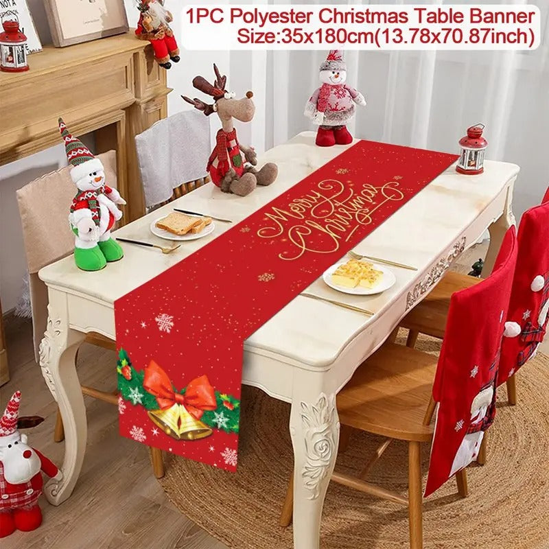 Merry Christmas Table Runner – Festive Holiday Table Decoration for Dining, Parties & Xmas Gatherings