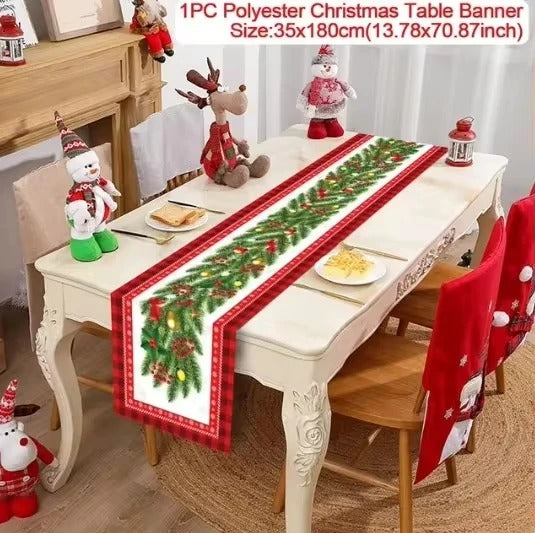 Merry Christmas Table Runner – Festive Holiday Table Decoration for Dining & Party