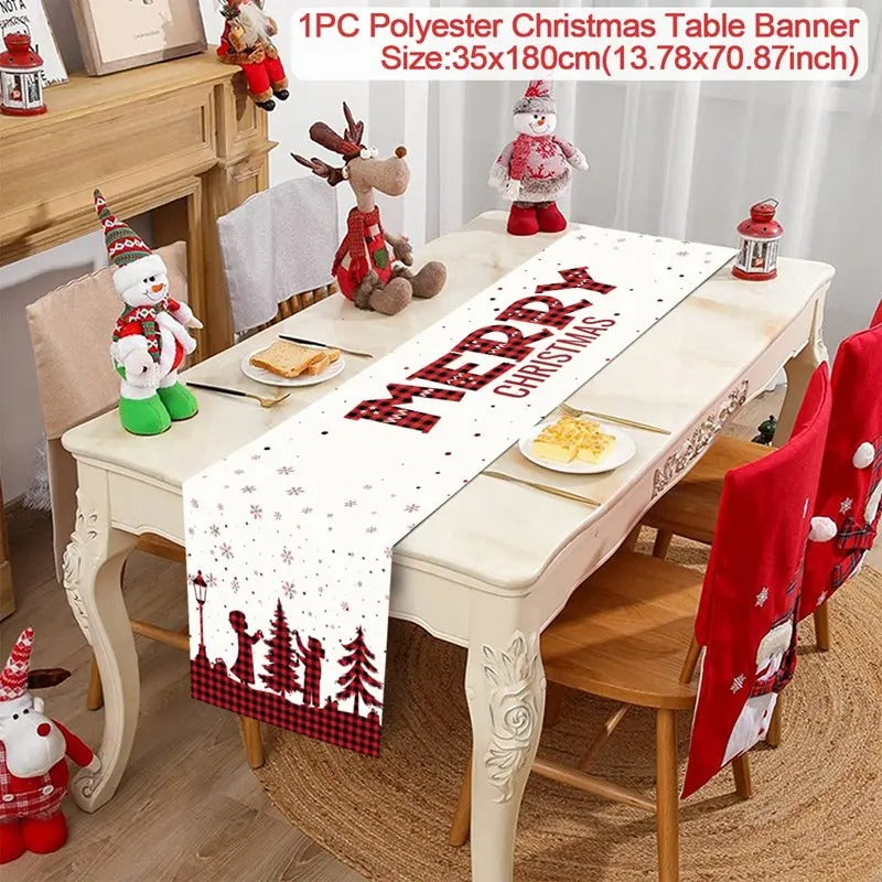 Merry Christmas Table Runner – Festive Holiday Table Decoration for Dining, Parties & Xmas Gatherings