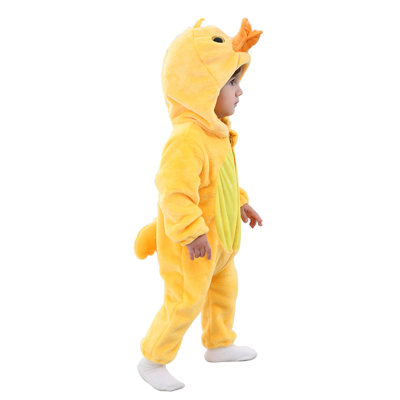 Duck Baby Jumpsuit – Adorable Flannel Costume Romper for Newborns & Toddlers (0–36M)