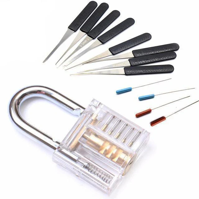 Transparent Padlock with Broken Key – Lock Picking Practice Set for Beginners