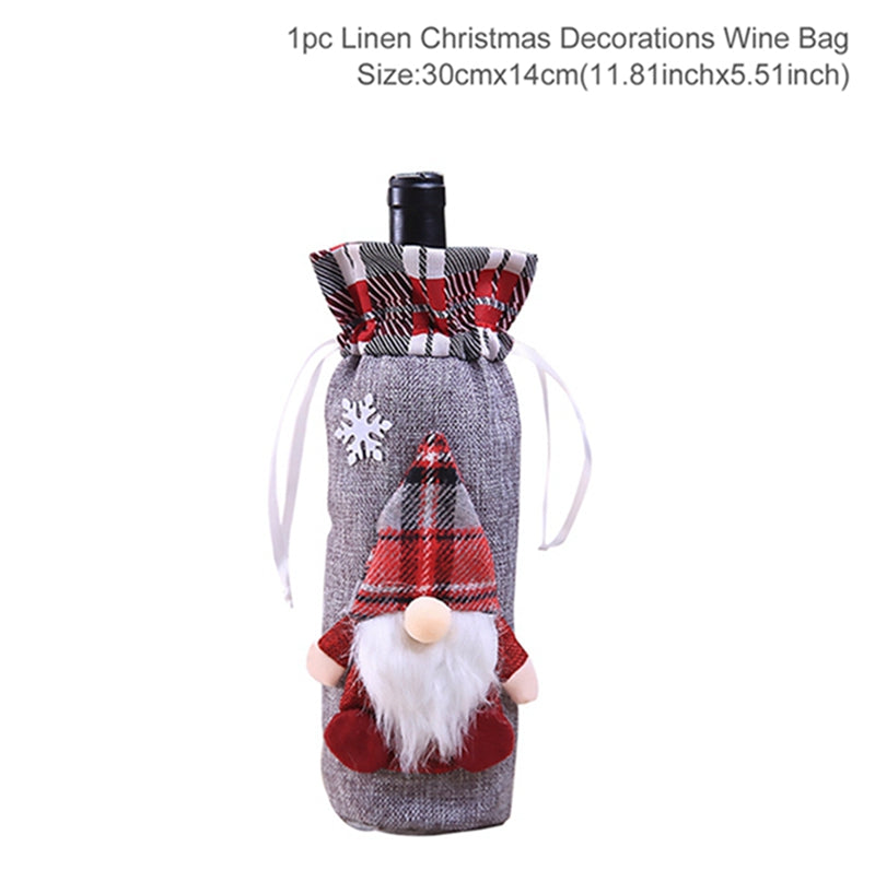 Christmas Wine Bottle Cover - Festive Holiday Table Decoration