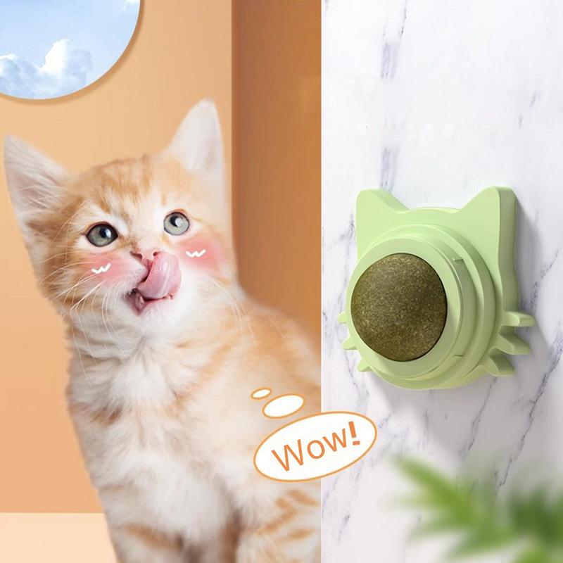 Catnip Ball Cat Toy – 360° Rotating Wall Stick Chew & Play Toy for Kittens & Cats