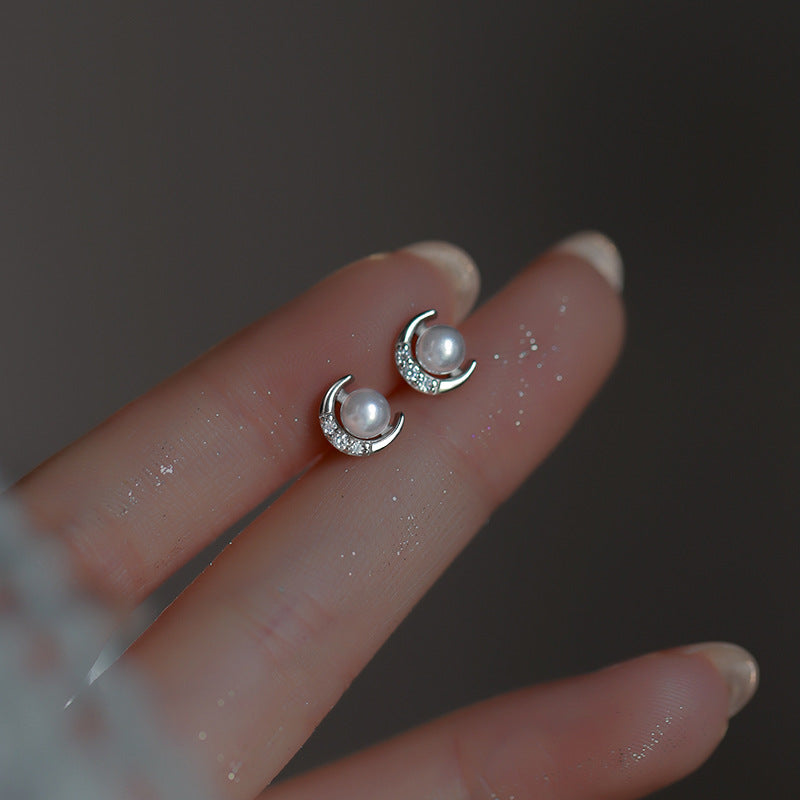 Star Moon Earrings - Cute Asymmetric Zircon Stud Earrings for Women
