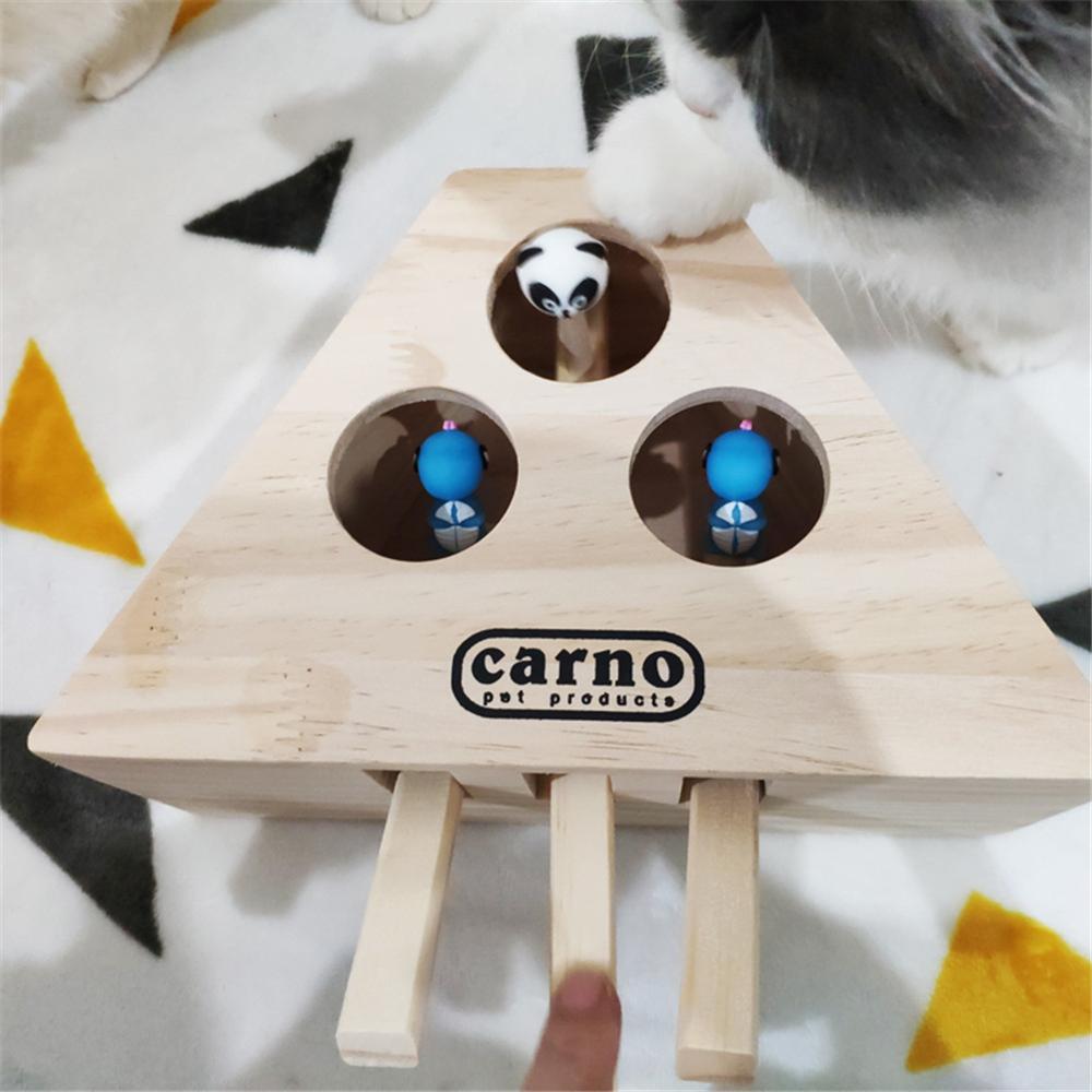 Cat Whack-a-Mole Interactive Toy - Wooden Puzzle Game for Cats