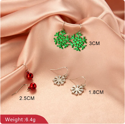 Christmas Snowman Earrings - Festive Bells Dangle Drop Earrings for Women